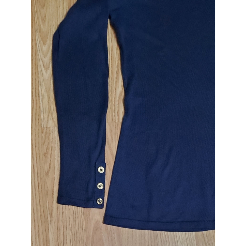 Lilly Pulitzer size xs lyon wool blend knit pullover cold shoulder sweater navy - Picture 3 of 9